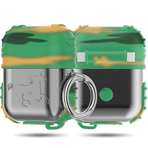 Metallic Design Heavy Duty with Silicone Cover Skin for Airpod Charging Case (Silver CAMO)